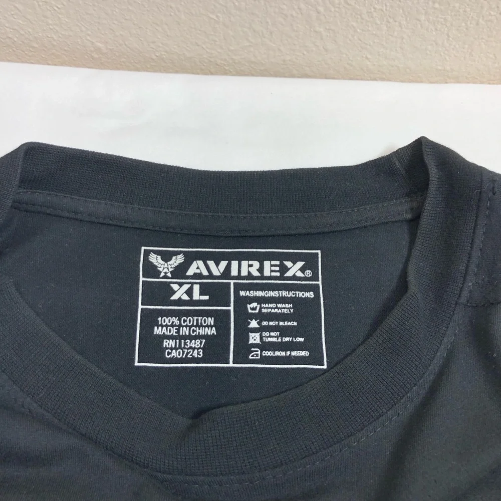 Avirex Cotton Black Tan Studded Skull Winged Shoulder Rivet Oversized T-shirt XL - Picture 6 of 10